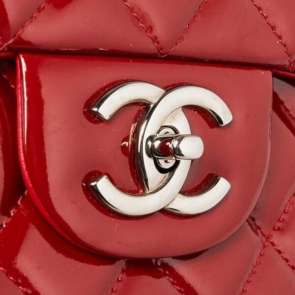 Chanel Dark Red Quilted Patent Leather Classic Maxi Double Flap Bag - Picture 5 of 10